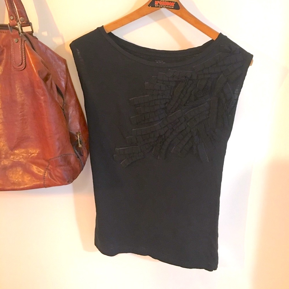 Loft Black Ruffled Sleeveless Top